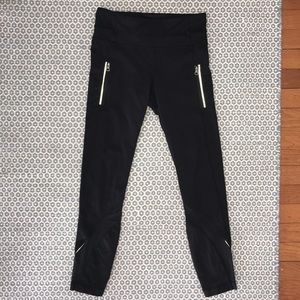 Lululemon Black Leggings with Zippers and Mesh 23”